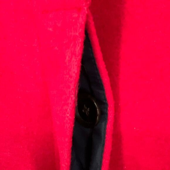 OLD NAVY Women’s Wool-Blend Coat Med Red Lined Patch Pockets Minimalist Style - Picture 14 of 15